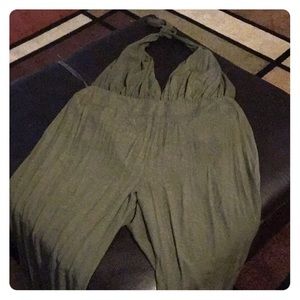 Green Halter jump suit 2x